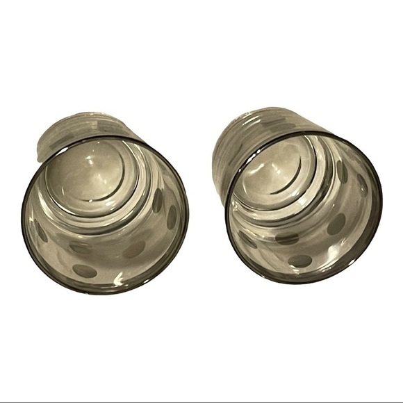 DOROTHY Thorpe MCM Silver rim polka dot low ball glasses pair. - Picture 3 of 8